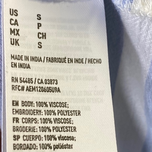 American Eagle Top Small Blue White Striped Eyelet - Picture 6 of 6